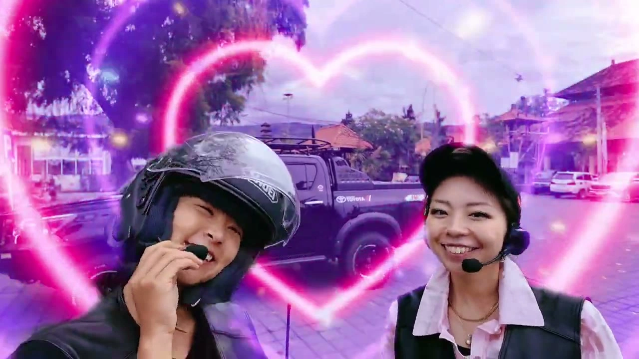 カップル（ネオンハート演出）｜2025年5月 バリ島ハーレーツーリング — TEAM THE GHOST West Bali