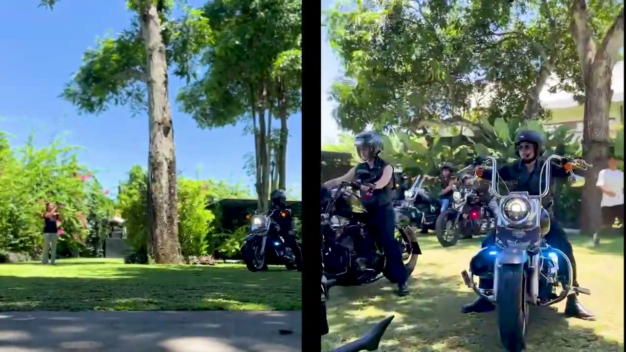 ライダー顔正面（芝生・停車）｜2026年1月 バリ島ハーレーツーリング — TEAM THE GHOST West Bali