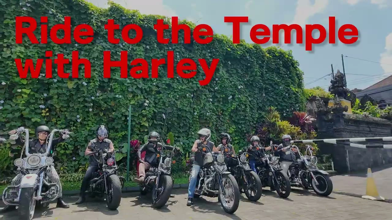 出発前のバイク整列（Ride to the Temple・大人数）｜2026年4月 バリ島ハーレーツーリング — TEAM THE GHOST West Bali