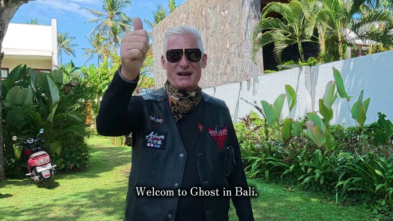 「Welcome to Ghost in Bali.」ゲストを迎える朝の挨拶｜2026年8月 バリ島ハーレーツーリング — TEAM THE GHOST West Bali
